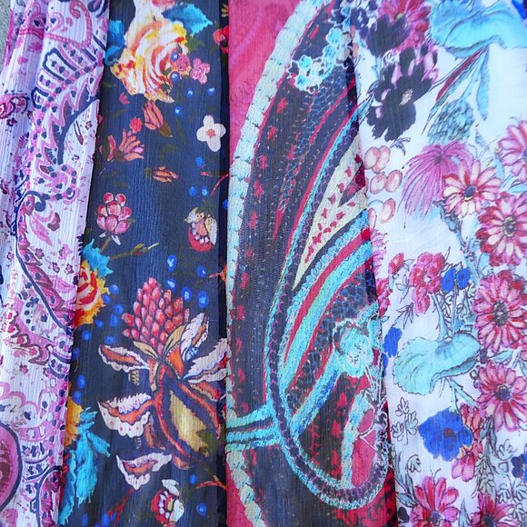 SiLK Haute Hippie Wide Leg Pants Heavy Beaded Waist Side Zip Patchwork Lined 8 - Picture 8 of 13